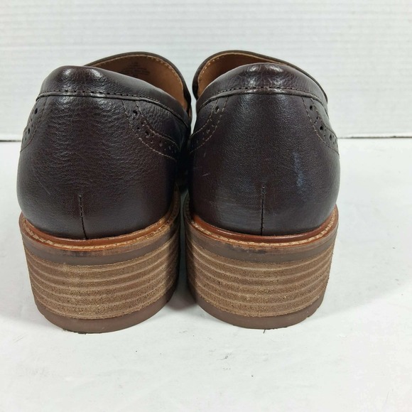 Earth Womens Dark Brown Leather Penny Loafers Lug Sole Block Heel 9.5M - Picture 4 of 8